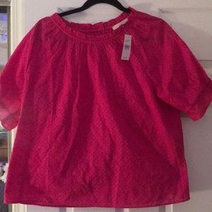 NWT hot pink eyelet blouse